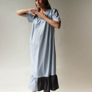 Tigre Et Tigre Women’s Rolf Dress Lagenlook Maxi Gray Polka Dot- Size M/L